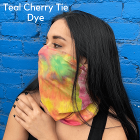 JupiterGear Sports Neck Gaiter Face Mask for Outdoor Activities (Color: Teal Cherry Tie Die)